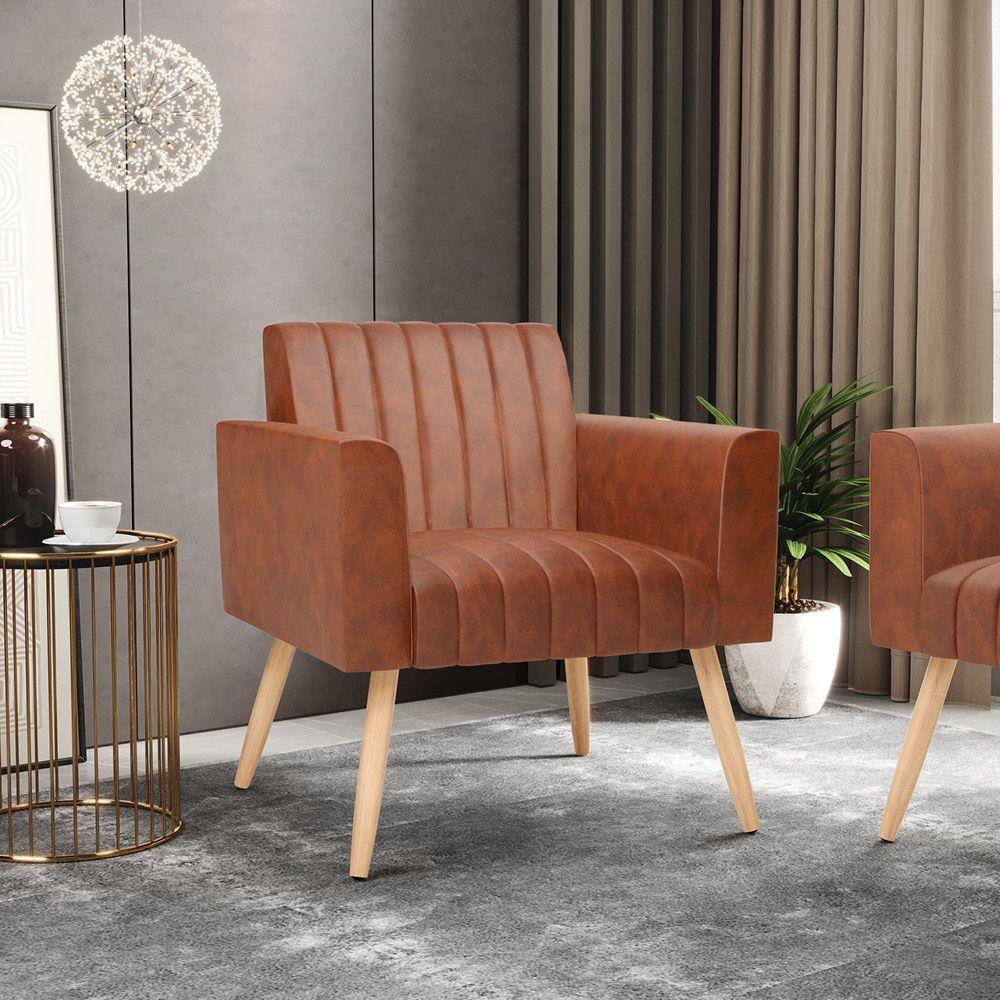 Kit 2 Poltronas Viena Gomada Corano Pés Palito Natural - D'rossi Cor Nozes - 7