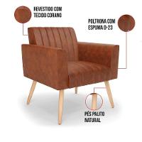 Kit 2 Poltronas Viena Gomada Corano Pés Palito Natural - D'rossi Cor Nozes - 3