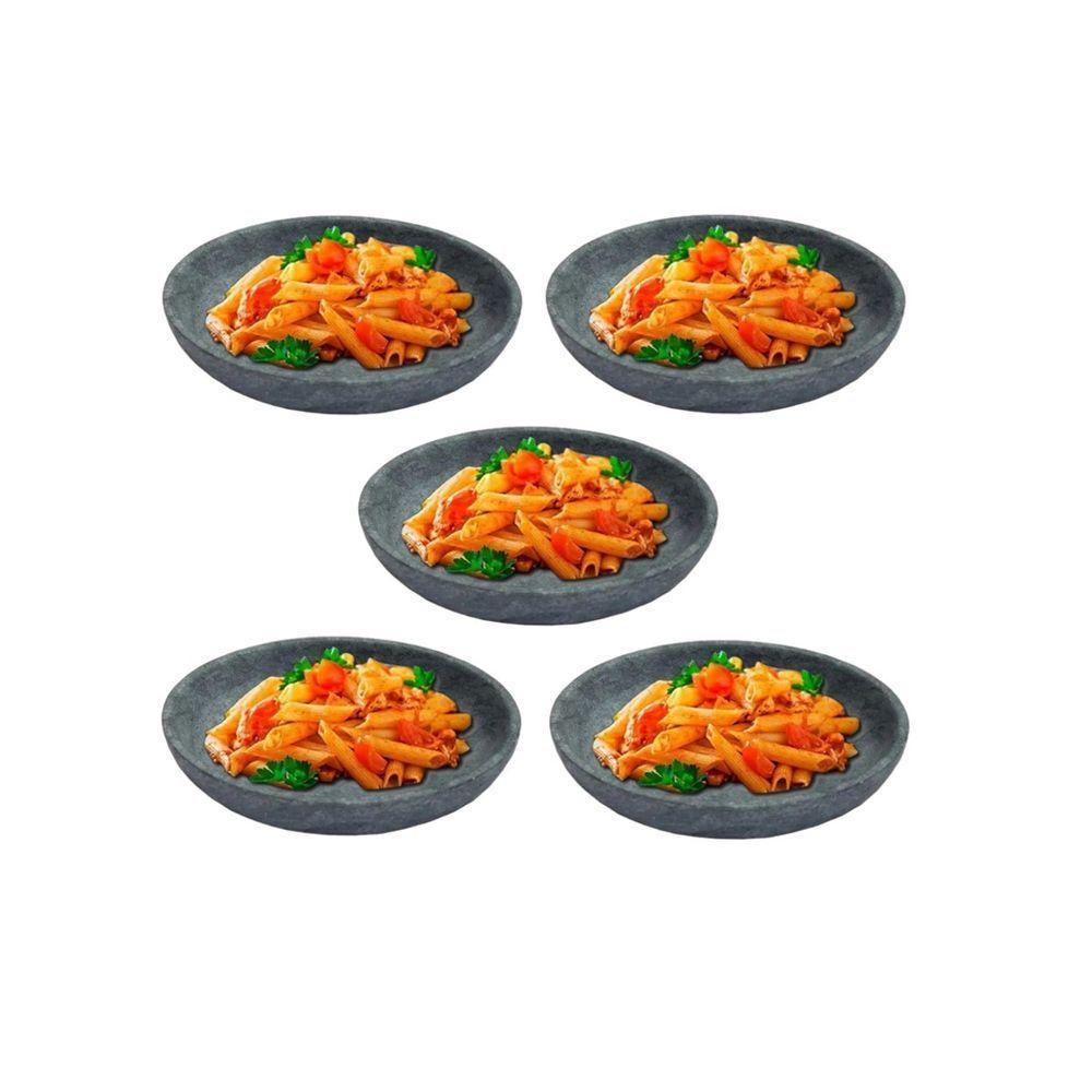 Kit 5 Pratos Fundo Para Massa Em Pedra Sabão Borda Alta 23Cm. - 2