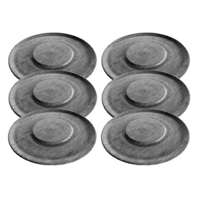 Kit 6 Pratos De Hambúrguer Porções Redondo Pedra Sabão 26Cm