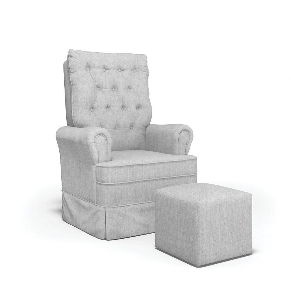 Poltrona De Amamentação Com Balanço E Puff Laura Linho Cinza Tc185 Base De Madeira - D'rossi - 1