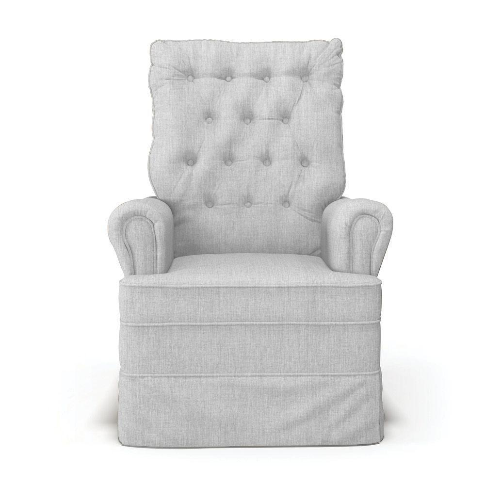 Poltrona De Amamentação Com Balanço E Puff Laura Linho Cinza Tc185 Base De Madeira - D'rossi - 7