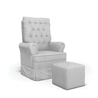 Poltrona De Amamentação Com Balanço E Puff Laura Linho Cinza Tc185 Base De Madeira - D'rossi - 1