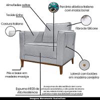 Poltrona Decorativa Pés Em Madeira Tarantino Cinza Rustico - 7