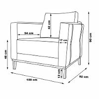 Poltrona Decorativa Pés Em Madeira Tarantino Cinza Rustico - 8