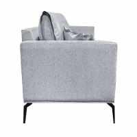 Poltrona Decorativa Pés Em Aço Stagno Linho Cinza Rustico - 3