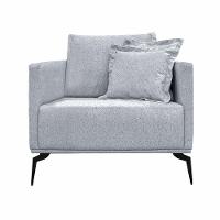 Poltrona Decorativa Pés Em Aço Stagno Linho Cinza Rustico