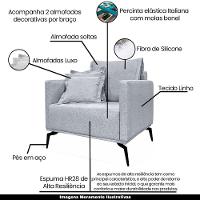 Poltrona Decorativa Pés Em Aço Stagno Linho Cinza Rustico - 8