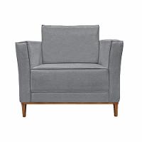 Poltrona Decorativa Pés Em Madeira Tarantino Linho Cinza - 7