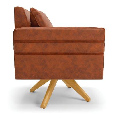 Poltrona Giratória Mari Corano Nozes Base De Madeira Ma30