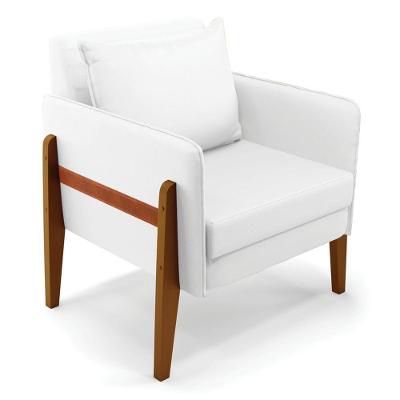 Poltrona Lana Corino Base De Madeira - D'rossi Cor Branco