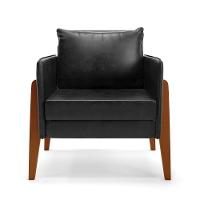 Poltrona Lana Corano Preto Base De Madeira - D'rossi - 6