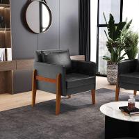 Poltrona Lana Corano Preto Base De Madeira - D'rossi - 7