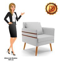 Poltrona Mari Linho Pés Palito Castanho A05 Cinza - 3