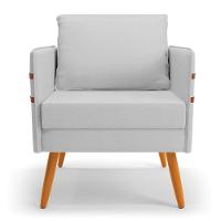 Poltrona Mari Linho Pés Palito Castanho A05 Cinza - 7