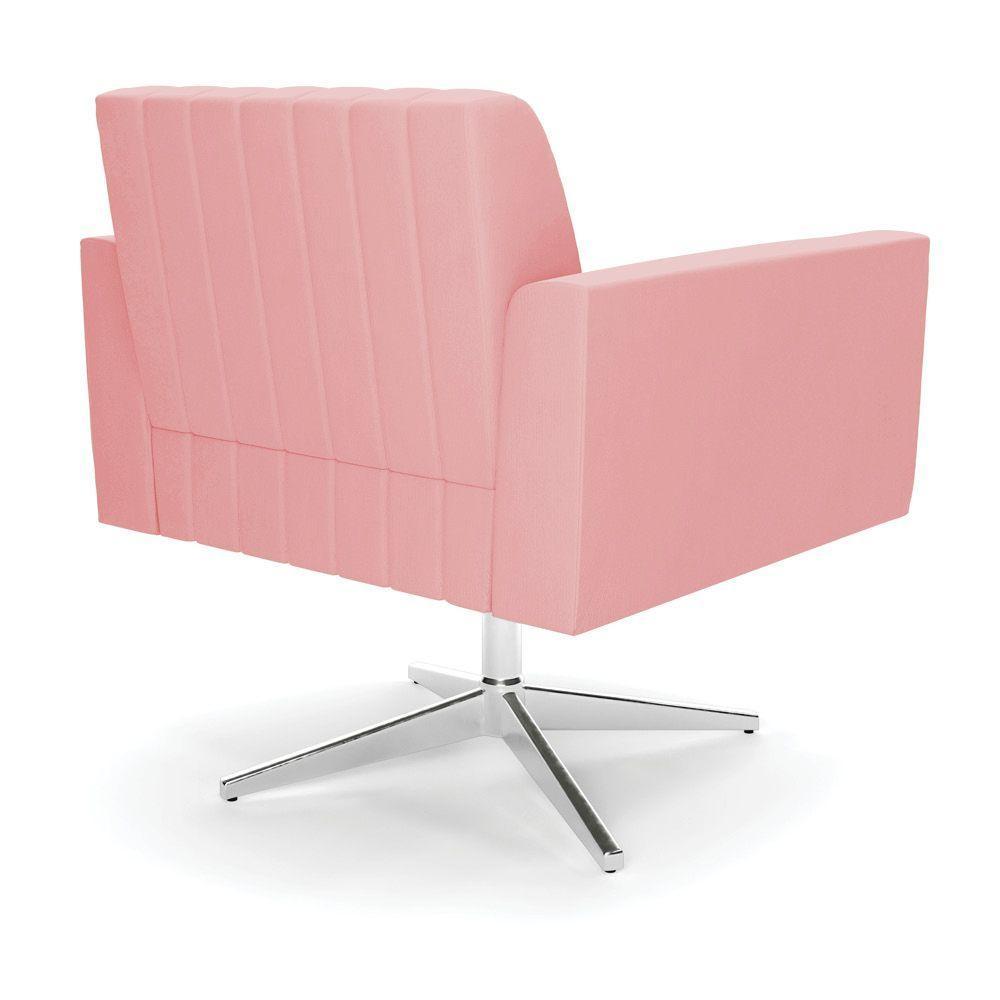 Poltrona Giratória Viena Gomada Suede Base Cromada - D'rossi Cor Rose - 4