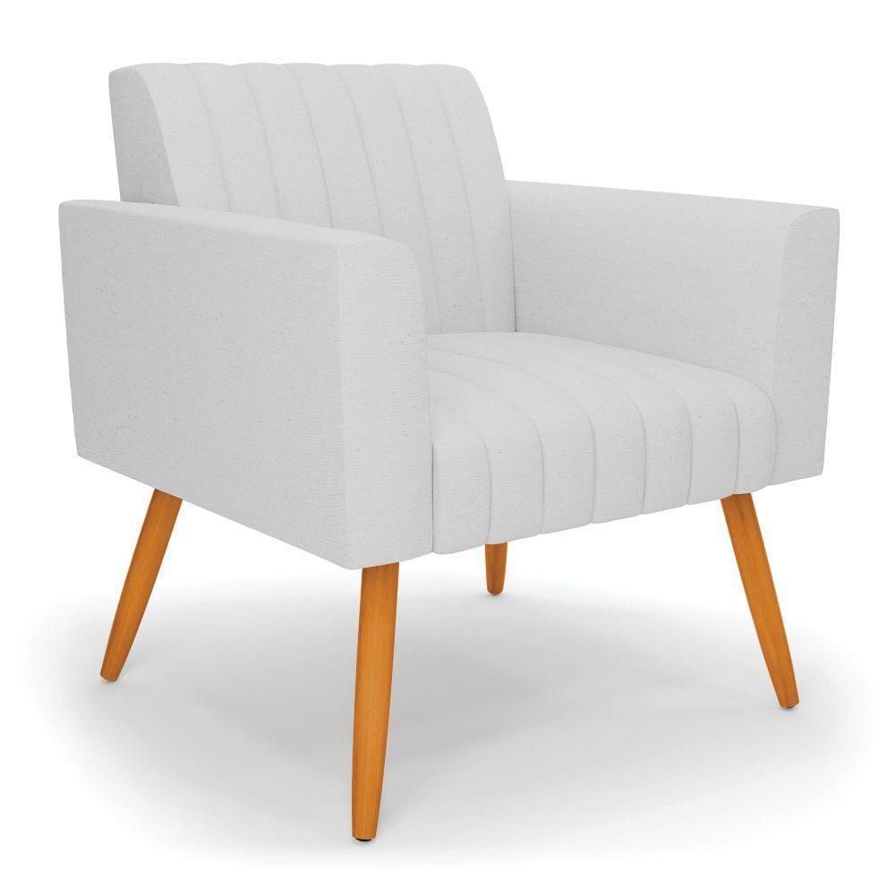 Poltrona Viena Gomada Linho Pés Palito Castanho - D'rossi Cor A05 Cinza - 1