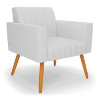 Poltrona Viena Gomada Linho Pés Palito Castanho - D'rossi Cor A05 Cinza - 1