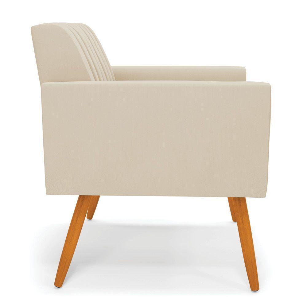 Poltrona Viena Gomada Suede Pés Palito Castanho - D'rossi Cor Bege - 6