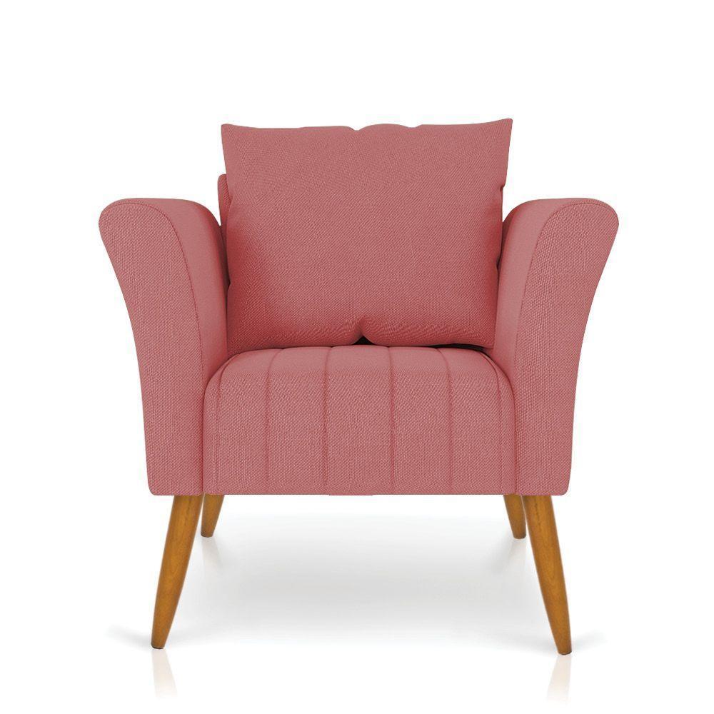Poltrona Marilia Linho Whiski Rose A106 Pés Palito Castanho - D'rossi - 1