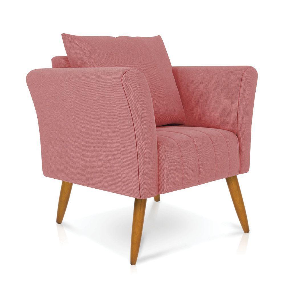 Poltrona Marilia Linho Whiski Rose A106 Pés Palito Castanho - D'rossi - 5