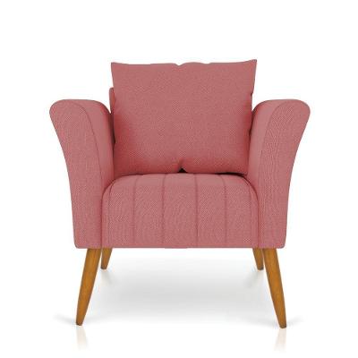 Poltrona Marilia Linho Whiski Rose A106 Pés Palito Castanho - D'rossi