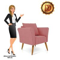 Poltrona Marilia Linho Whiski Rose A106 Pés Palito Castanho - D'rossi - 3