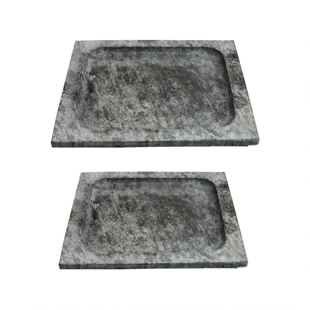 Kit Pratos Quadrado Raso Servir Porção Em Pedra Sabão P E G - 1