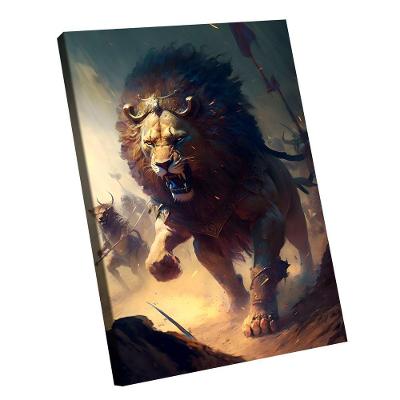 Quadro Leão Gladiador Br Artes Médio 84x54