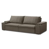 Sofá Retrátil E Reclinável 4 Lugares 245cm Kent Porta Copos No Braço Veludo Castor G22 - Gran Belo - 1