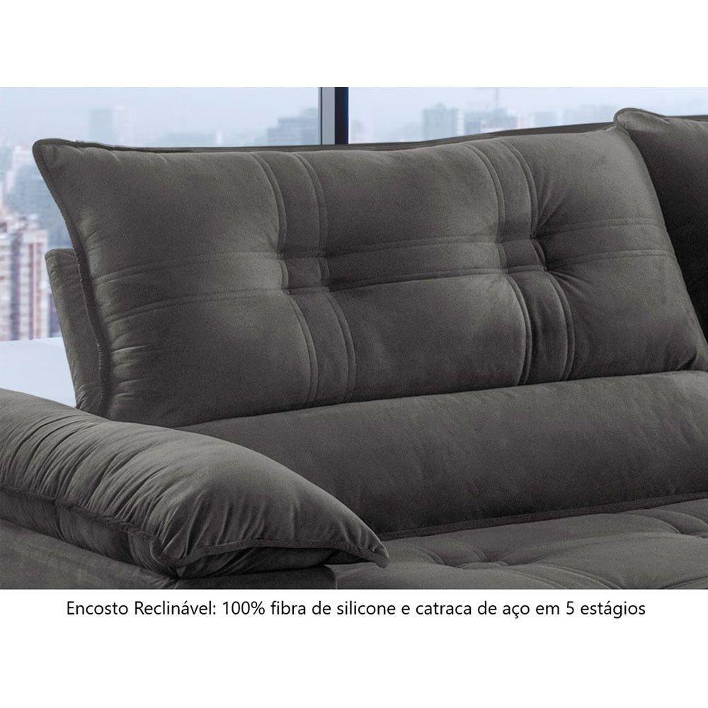 Sofá Retrátil E Reclinável Atenas 2,30m 4 Lugares Cinza - 4