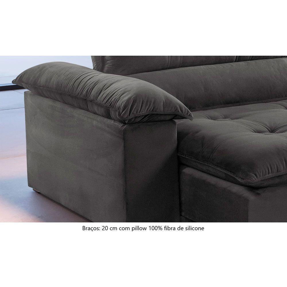 Sofá Retrátil E Reclinável Atenas 2,30m 4 Lugares Cinza - 5