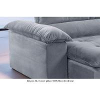 Sofá Retrátil E Reclinável Atenas 2,10m 3 Lugares Prata