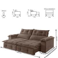 Sofá Retrátil E Reclinável Atlas 1,80m 02 Lugares Txr Bege - 7