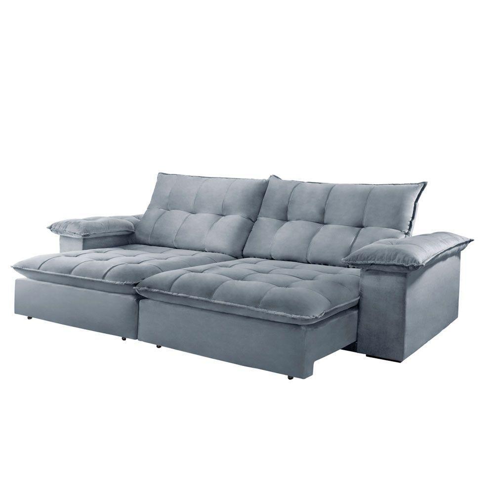 Sofá Retrátil E Reclinável Atlanta 2,30m 04 Lugares Prata - 8