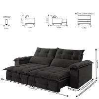 Sofá Retrátil E Reclinável Atlas 1,80m 02 Lugares Txr Cinza - 7