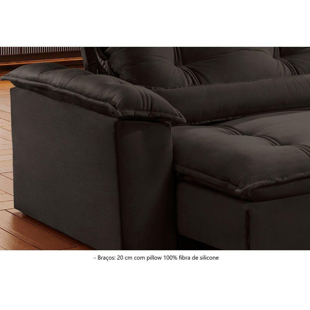 Sofá Retrátil E Reclinável Apolo 2,30m 4 Lugares Marrom - 5