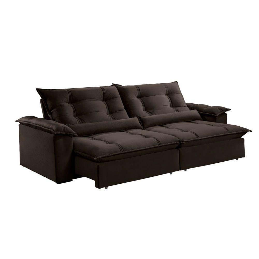 Sofá Retrátil E Reclinável Apolo 2,30m 4 Lugares Marrom - 10