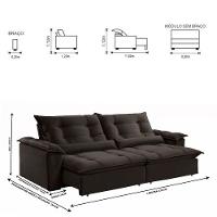 Sofá Retrátil E Reclinável Apolo 2,30m 4 Lugares Marrom - 12