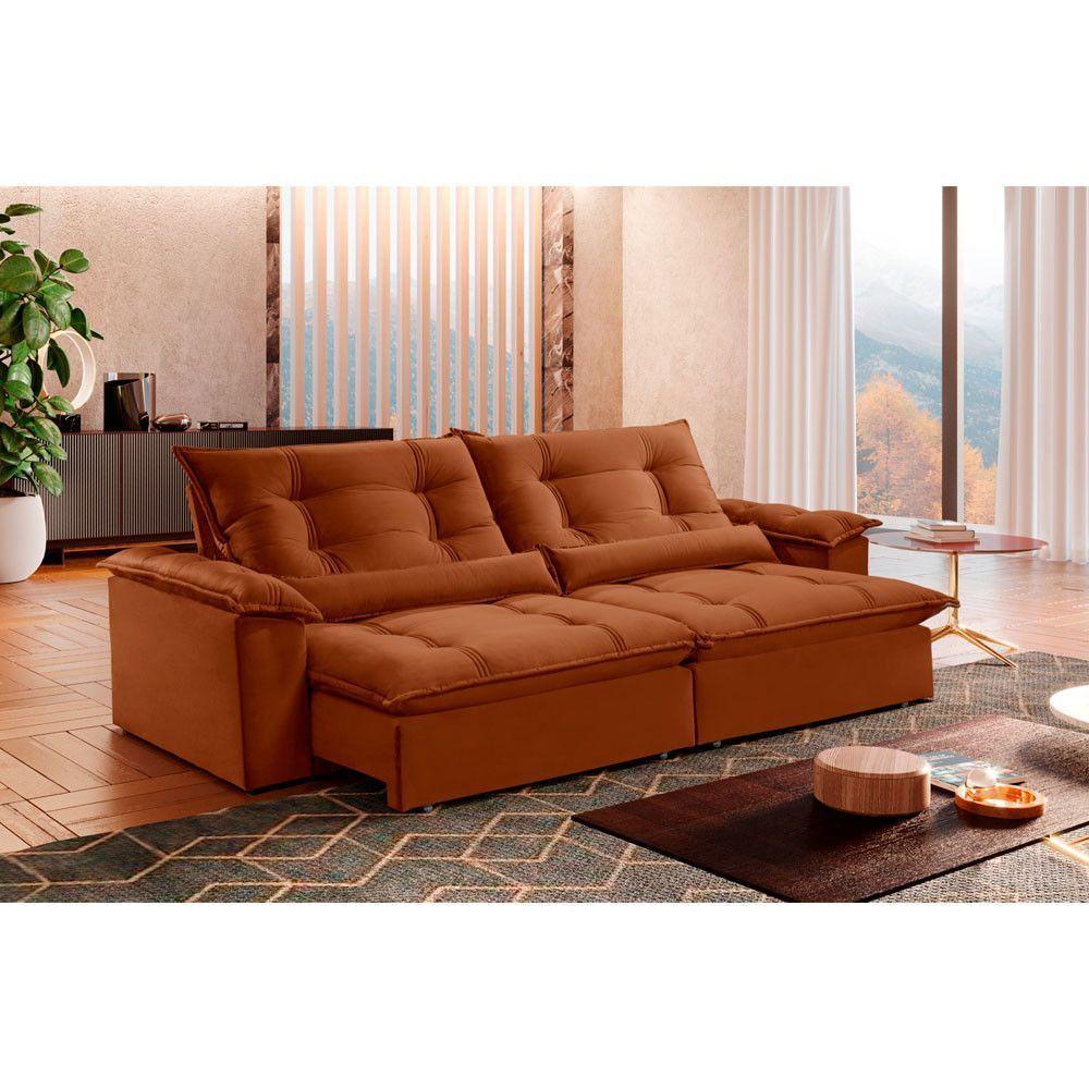 Sofá Retrátil E Reclinável Apolo 2,90m 5 Lugares Terracota - 1