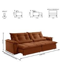 Sofá Retrátil E Reclinável Apolo 2,90m 5 Lugares Terracota - 7