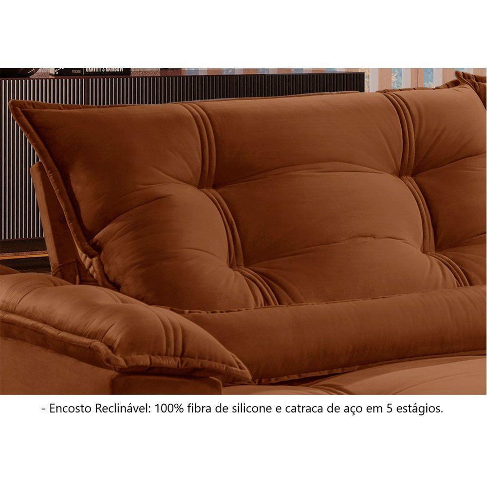 Sofá Retrátil E Reclinável Apolo 1,80m 2 Lugares Terracota - 4