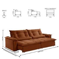 Sofá Retrátil E Reclinável Apolo 1,80m 2 Lugares Terracota - 7