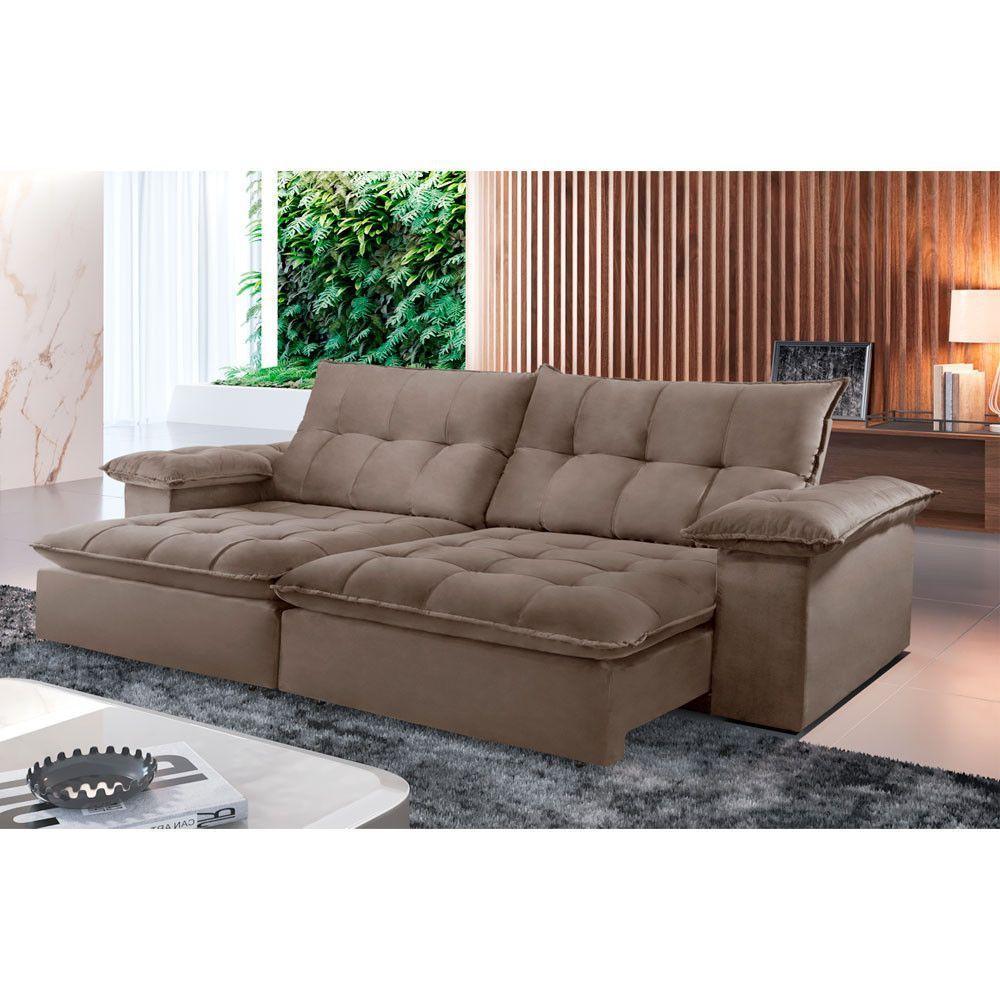 Sofá Retrátil E Reclinável Atlanta 2,30m 04 Lugares Txr Bege - 1