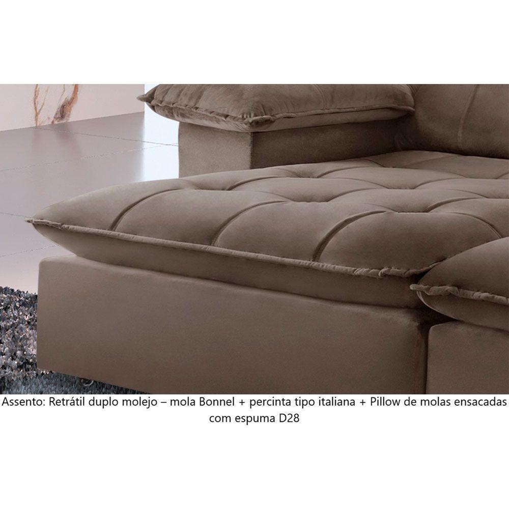 Sofá Retrátil E Reclinável Atlanta 2,30m 04 Lugares Txr Bege - 8