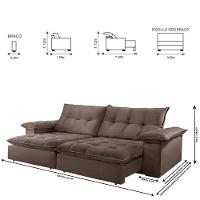 Sofá Retrátil E Reclinável Atlanta 2,30m 04 Lugares Txr Bege - 6