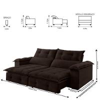 Sofá Retrátil E Reclinável Atlas 1,80m 02 Lugares Txr Marrom - 7