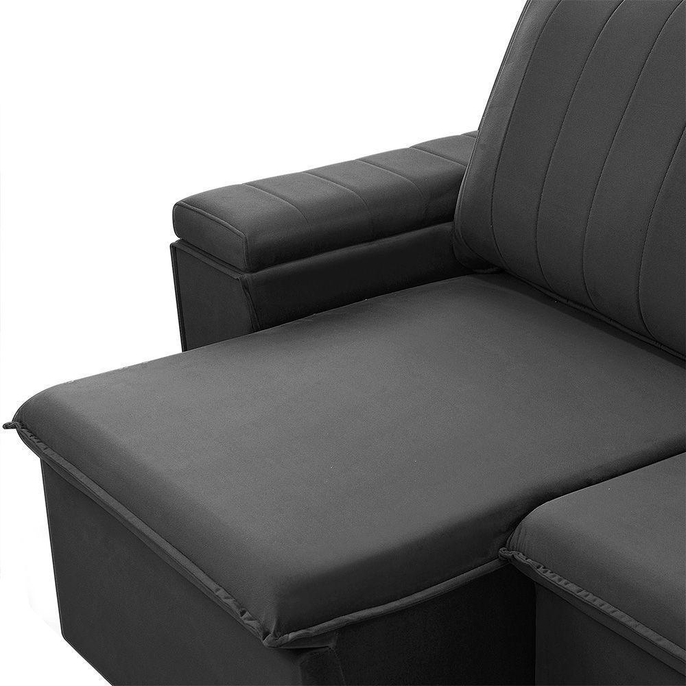 Sofá Retrátil Reclinável 3 Lugares 205Cm Baluart F05 Veludo Grafite - Mpozenato - 4