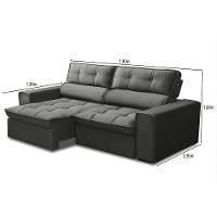 Sofá Retrátil Reclinável 3 Lugares 180Cm Blanches F05 Veludo Grafite - Mpozenato - 3