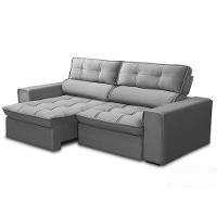 Sofá Retrátil Reclinável 3 Lugares 180cm Blanches F05 Veludo Prata - Mpozenato - 1